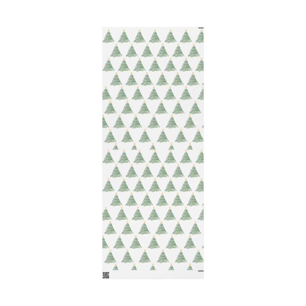 Christmas Tree Wrapping Paper Roll — Minimal Green Pine Pattern Holiday Gift Wrap