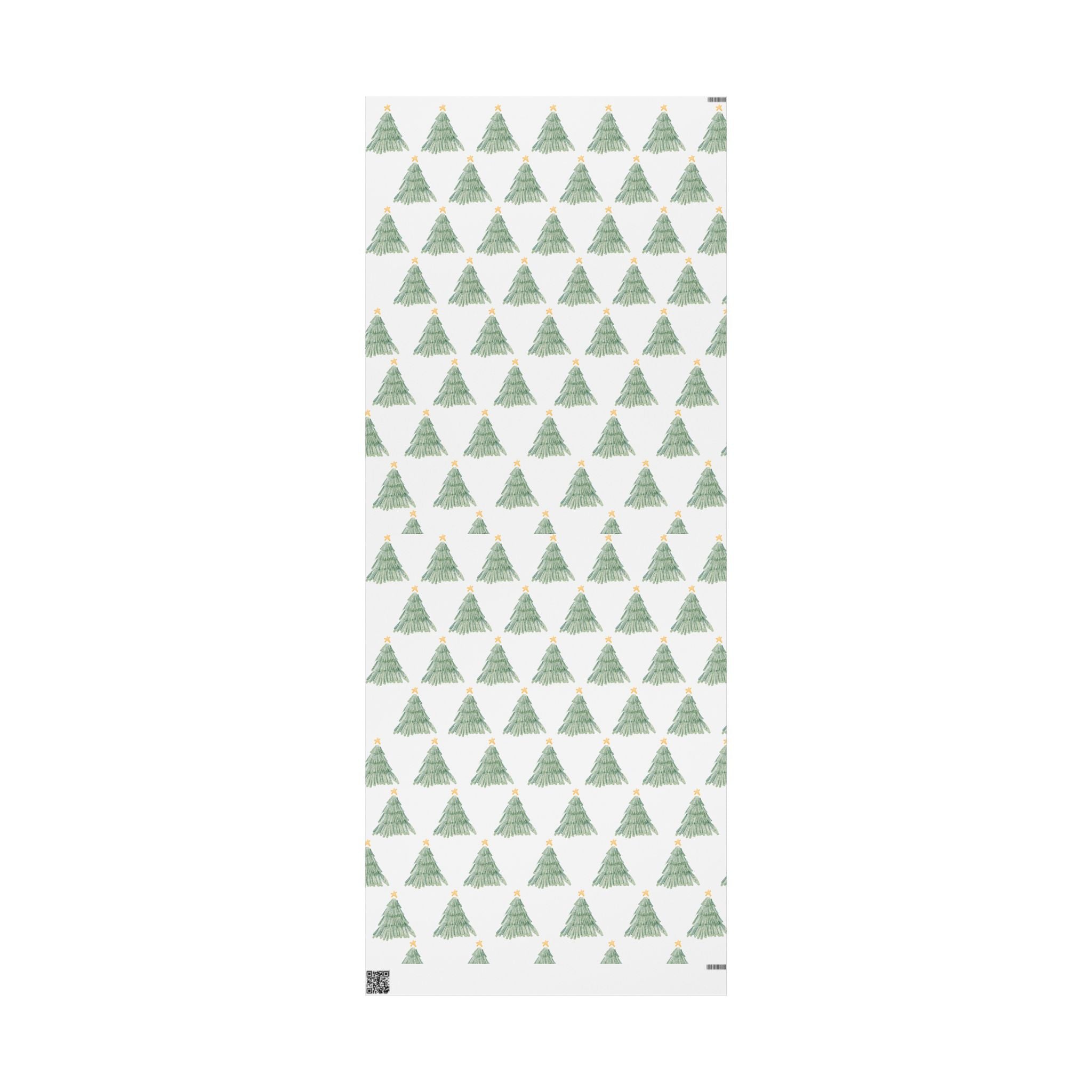 Christmas Tree Wrapping Paper Roll — Minimal Green Pine Pattern Holiday Gift Wrap