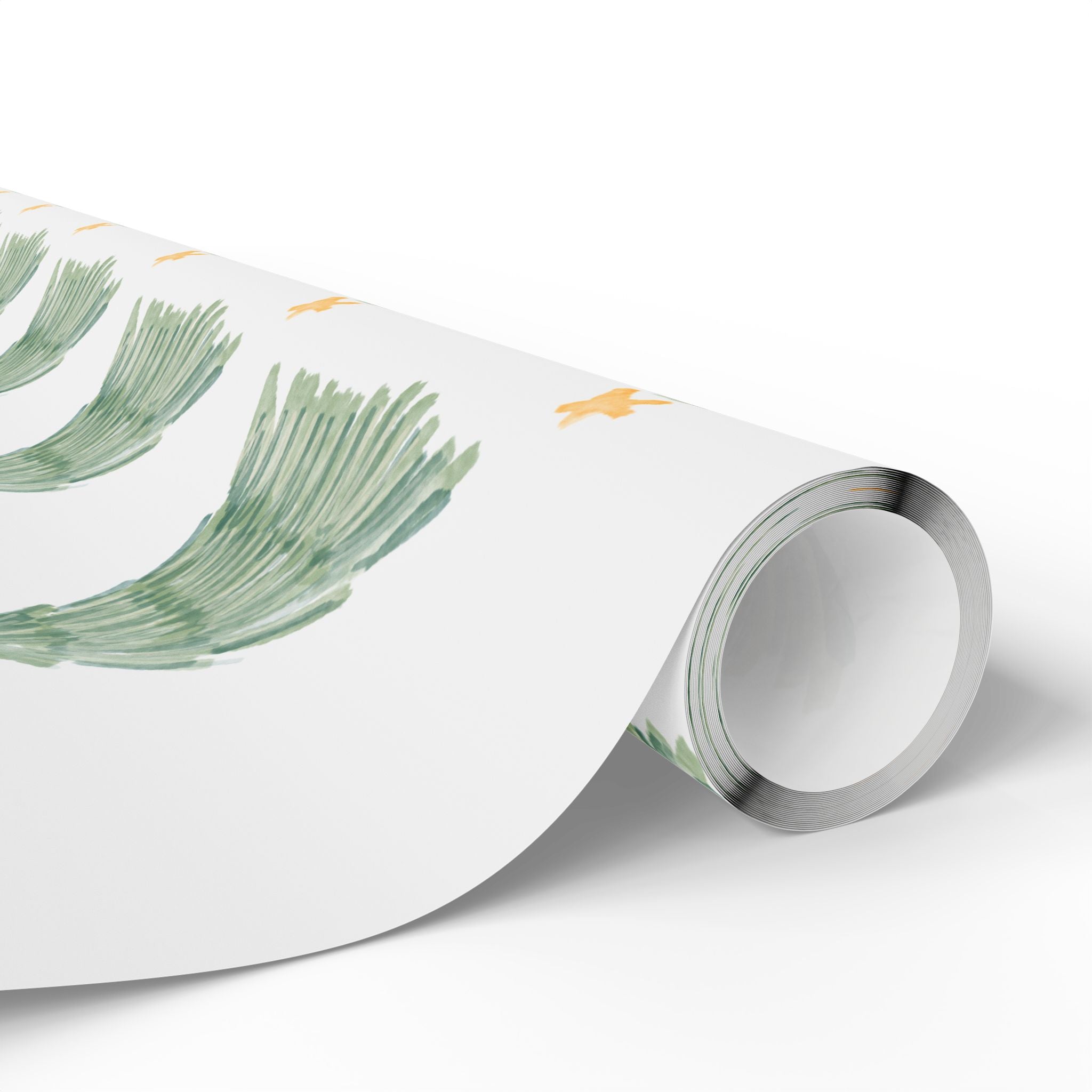 Christmas Tree Wrapping Paper Roll — Minimal Green Pine Pattern Holiday Gift Wrap