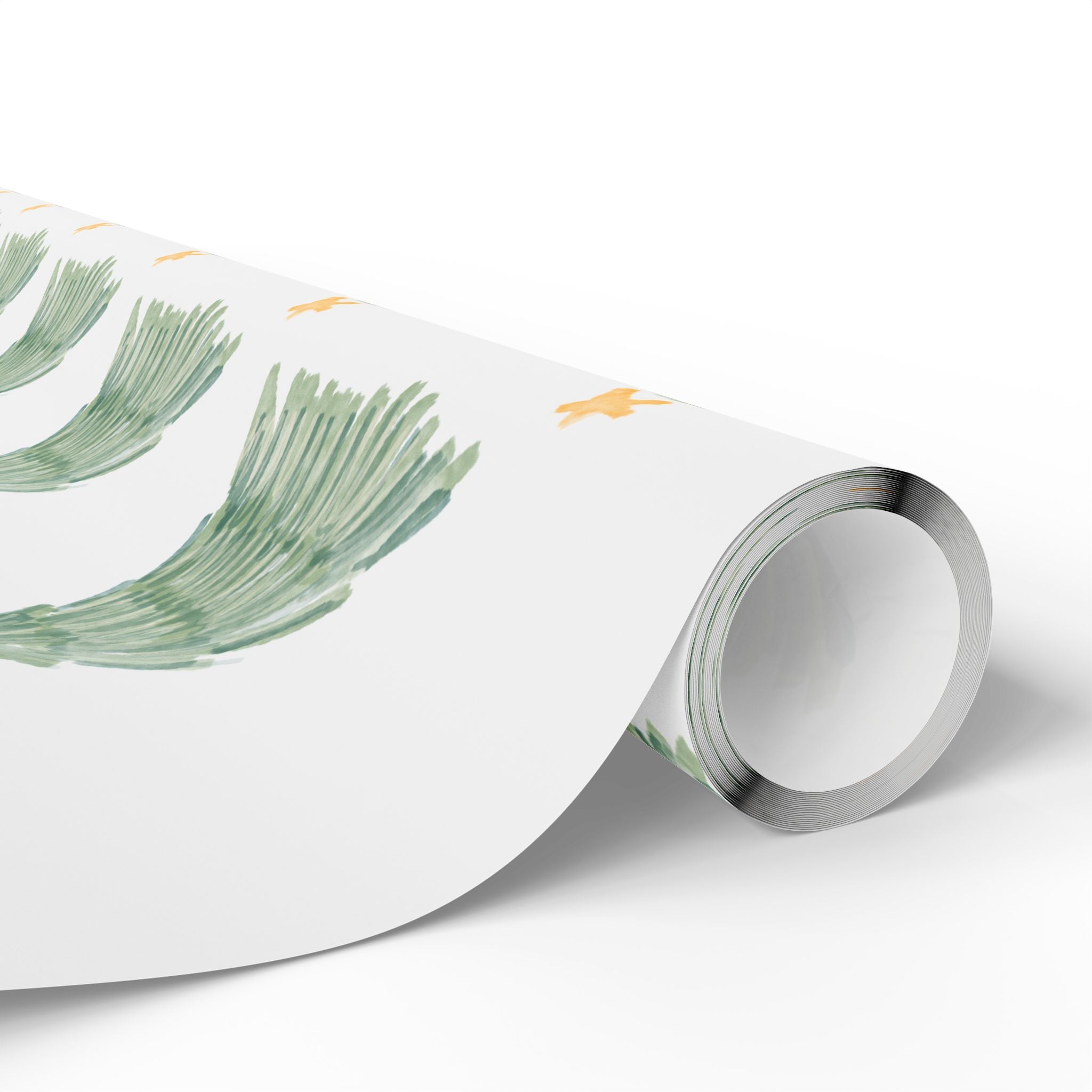 Christmas Tree Wrapping Paper Roll — Minimal Green Pine Pattern Holiday Gift Wrap