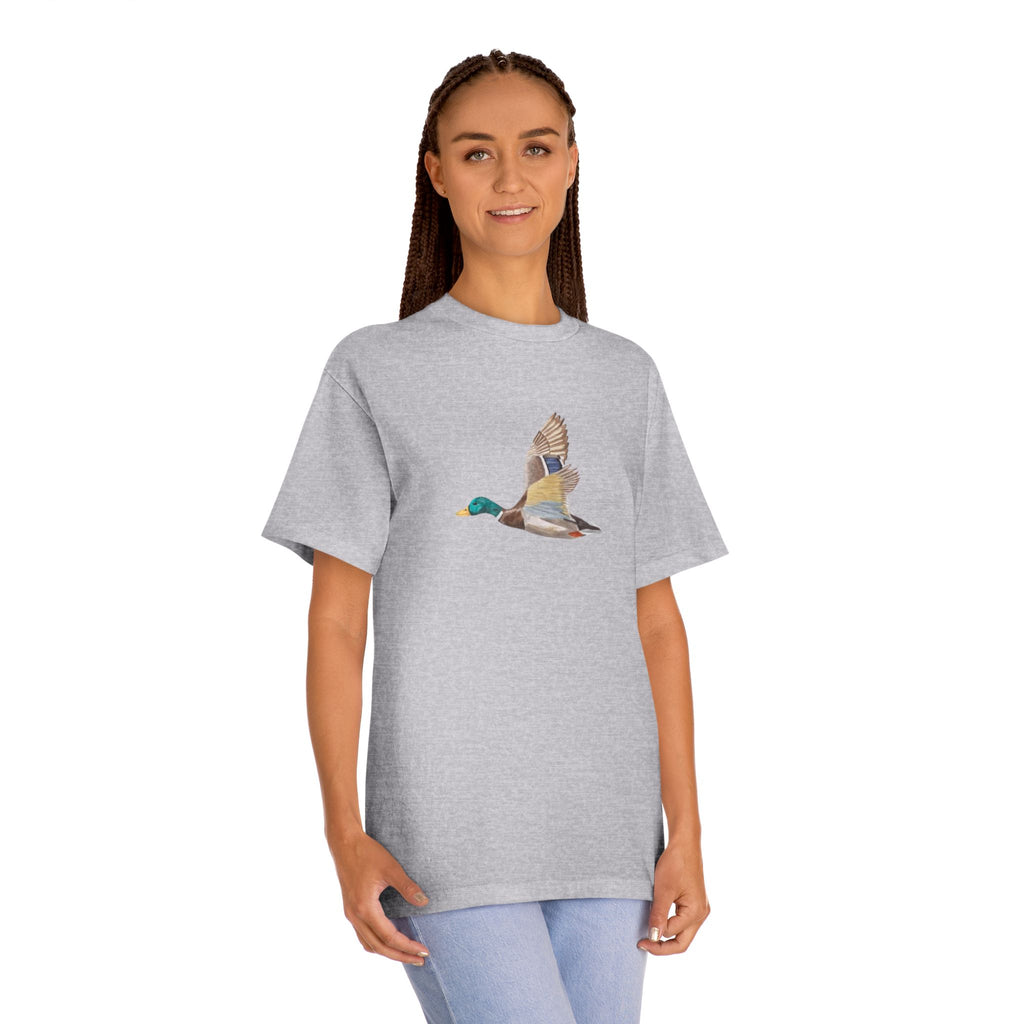 Mallard Duck Flight T-Shirt — Minimal Nature Tee for Birdwatchers & Outdoors