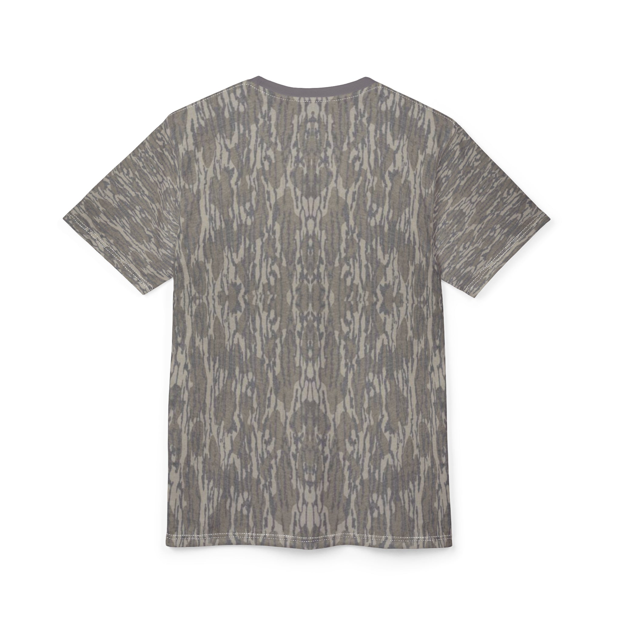 Gray Woodgrain Pattern Tee — All-Over Print Casual T-Shirt