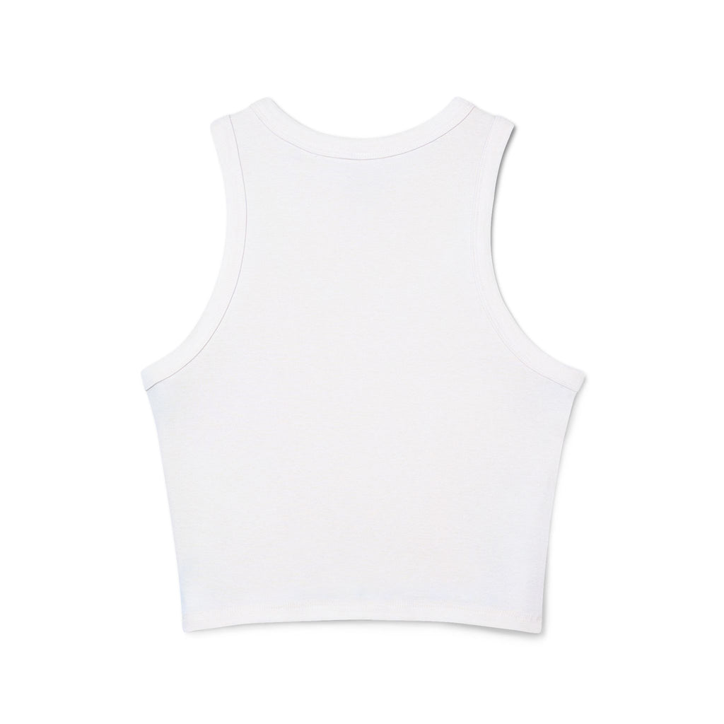 Women's Micro Rib Racer Tank Top - Minimal 'smol' Center Logo Crop Tank
