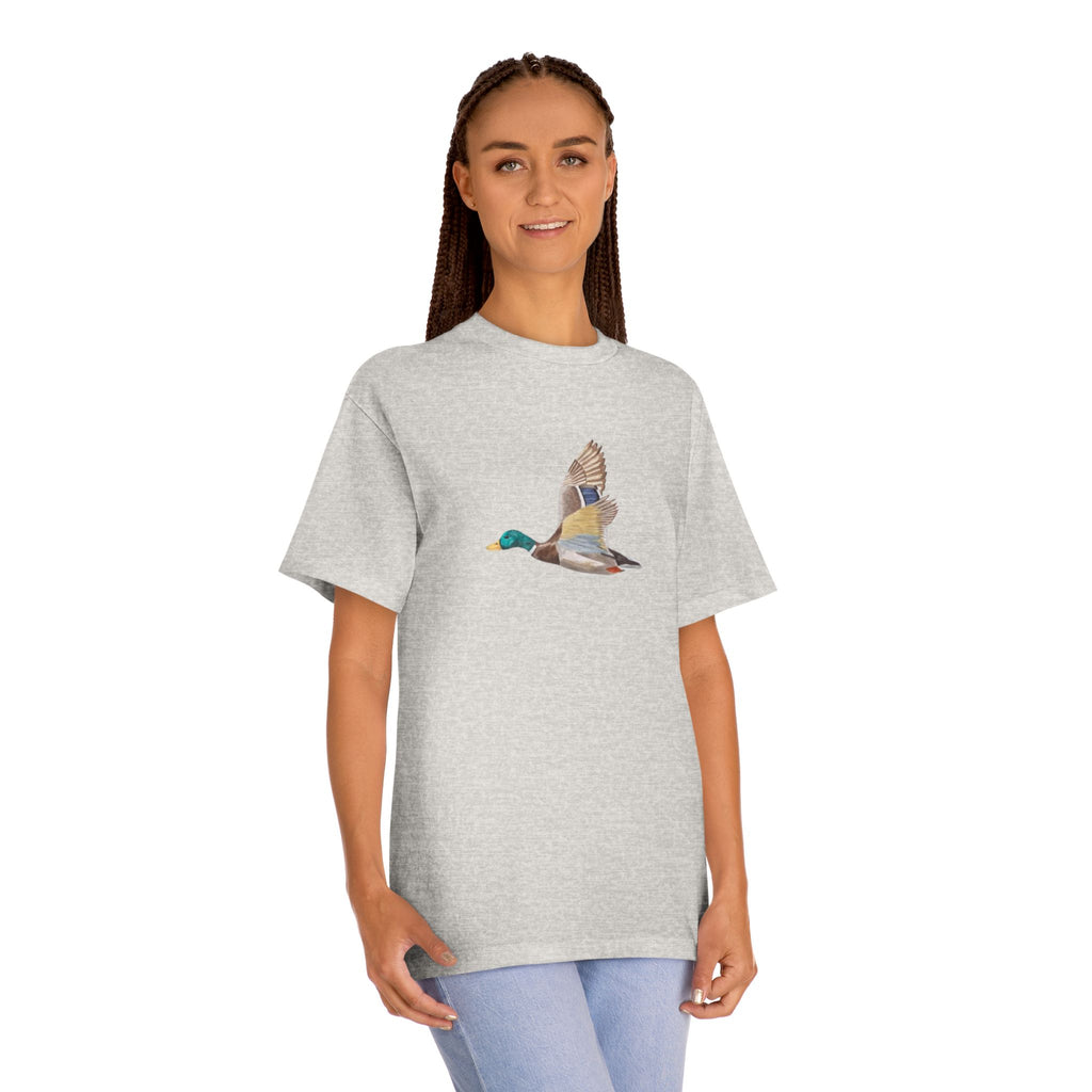 Mallard Duck Flight T-Shirt — Minimal Nature Tee for Birdwatchers & Outdoors