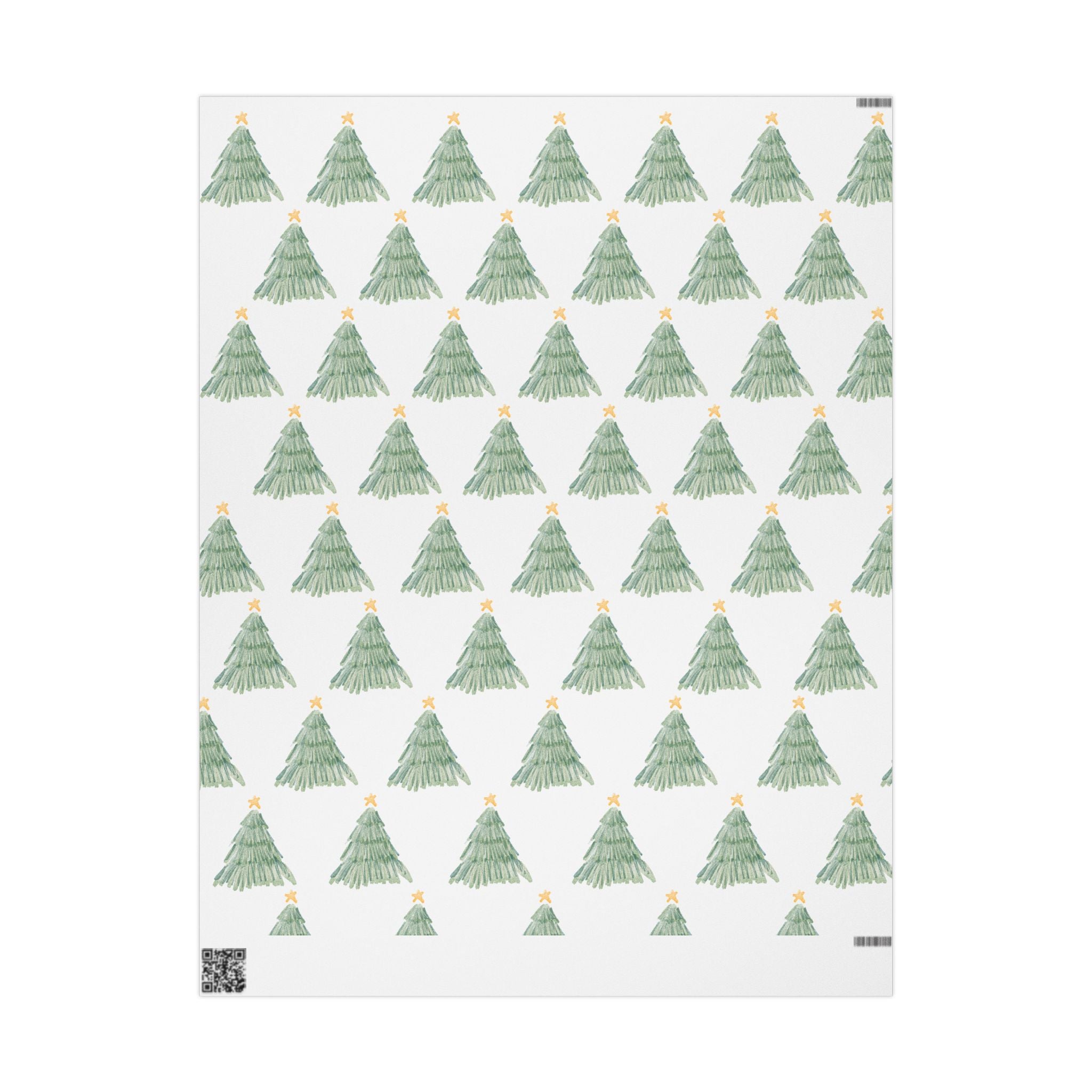 Christmas Tree Wrapping Paper Roll — Minimal Green Pine Pattern Holiday Gift Wrap