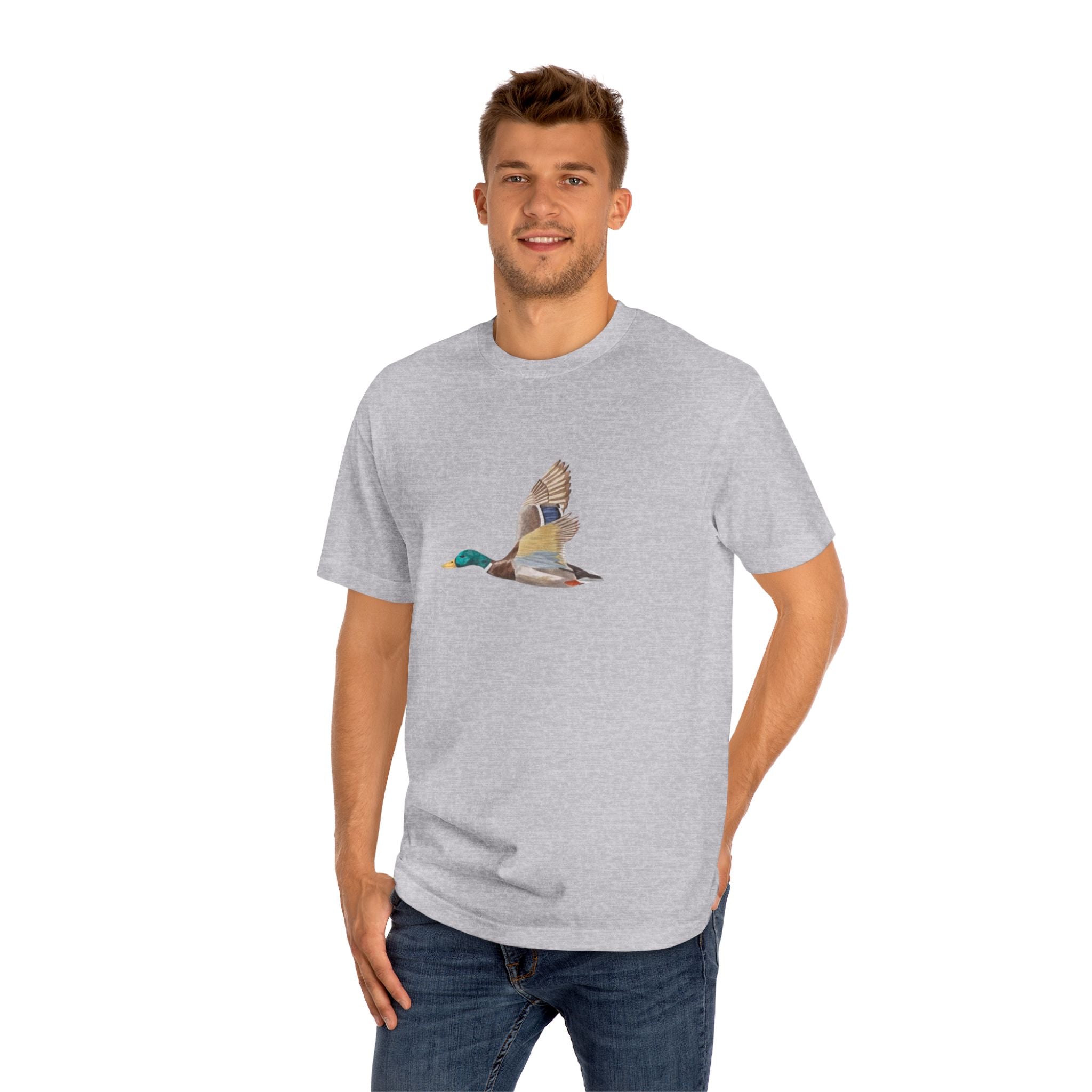 Mallard Duck Flight T-Shirt — Minimal Nature Tee for Birdwatchers & Outdoors