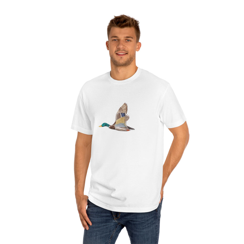 Mallard Duck Flight T-Shirt — Minimal Nature Tee for Birdwatchers & Outdoors
