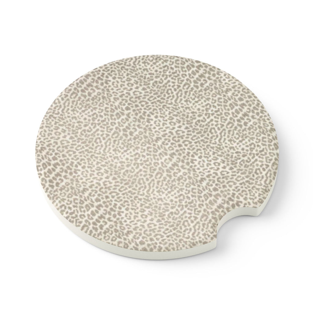 Soapstone Leopard Print Car Coaster — Neutral Animal Print Cup Holder Insert