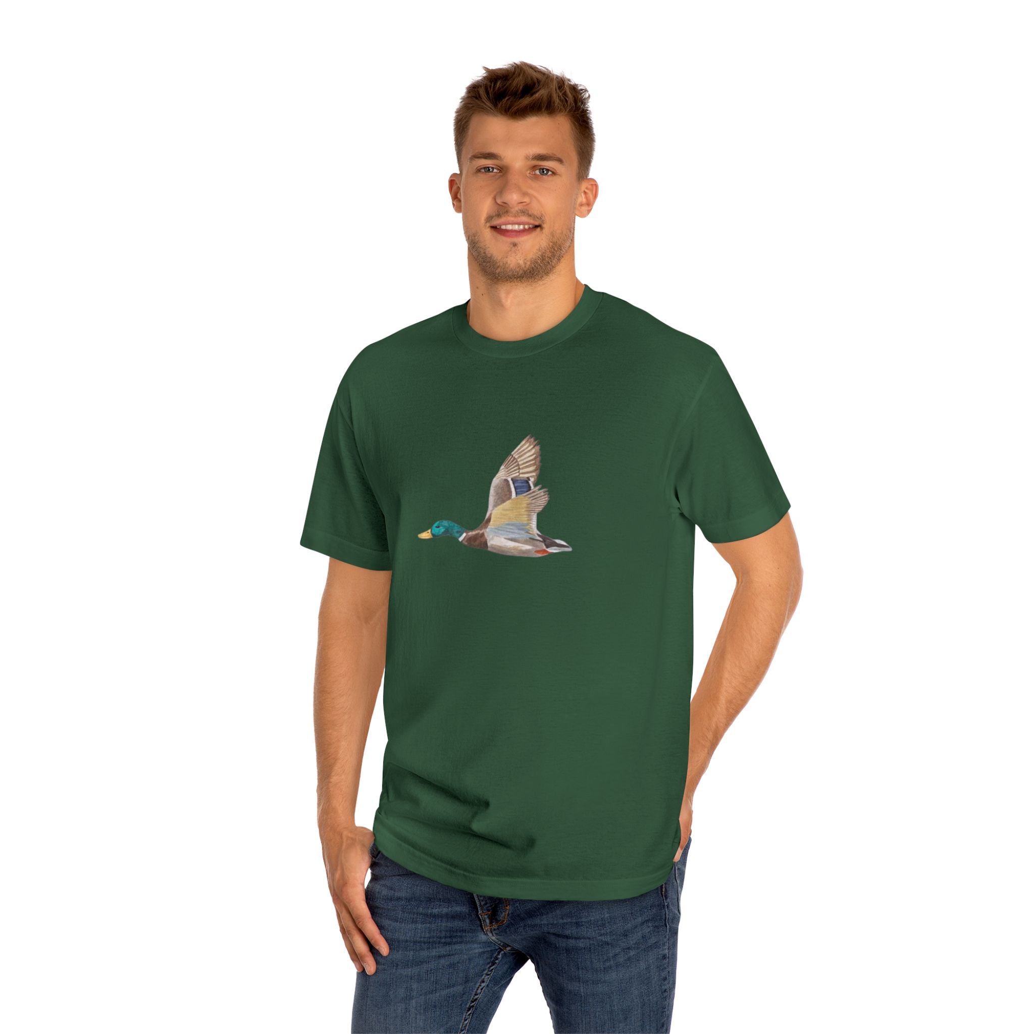 Mallard Duck Flight T-Shirt — Minimal Nature Tee for Birdwatchers & Outdoors