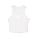 Women's Micro Rib Racer Tank Top - Minimal 'smol' Center Logo Crop Tank