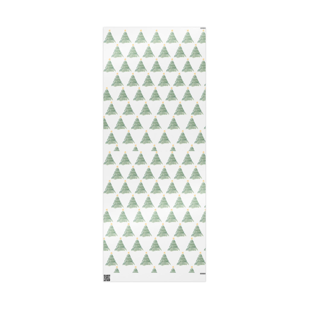 Christmas Tree Wrapping Paper Roll — Minimal Green Pine Pattern Holiday Gift Wrap