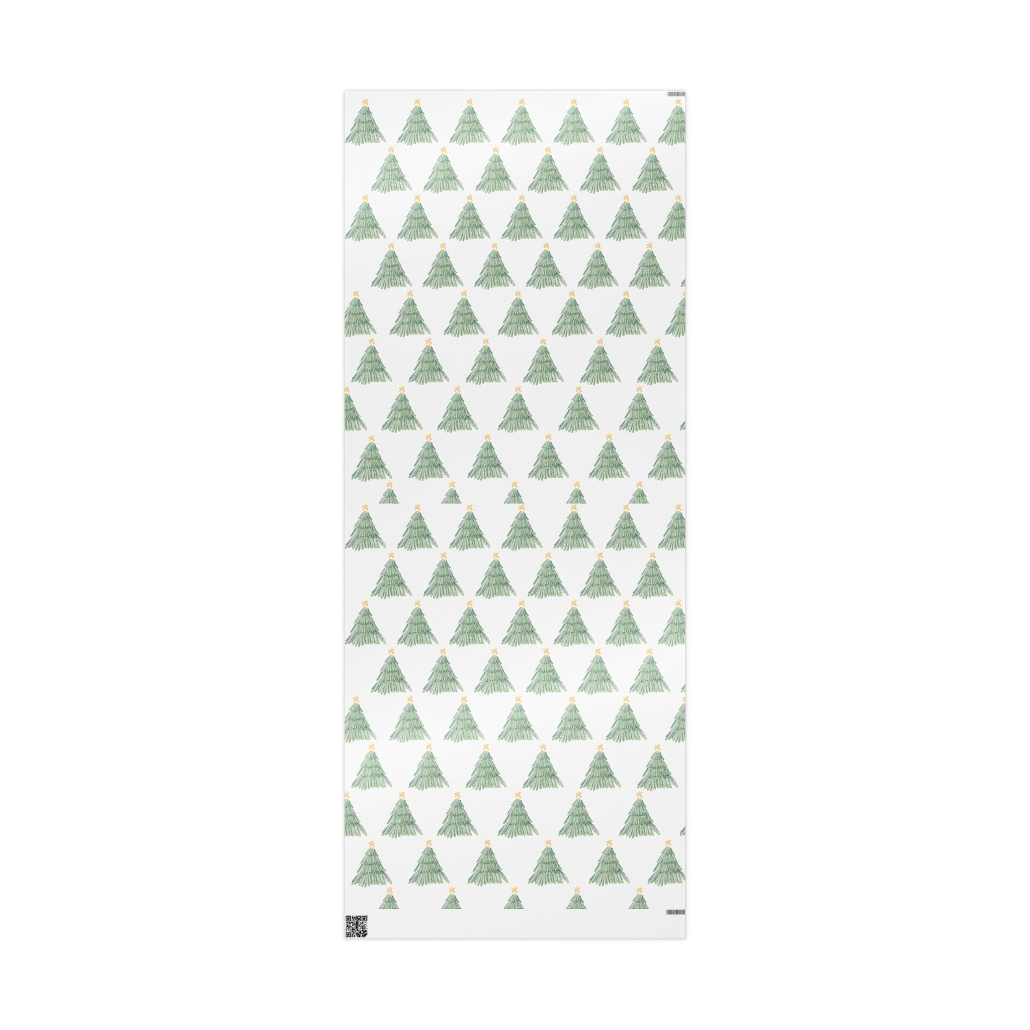 Christmas Tree Wrapping Paper Roll — Minimal Green Pine Pattern Holiday Gift Wrap