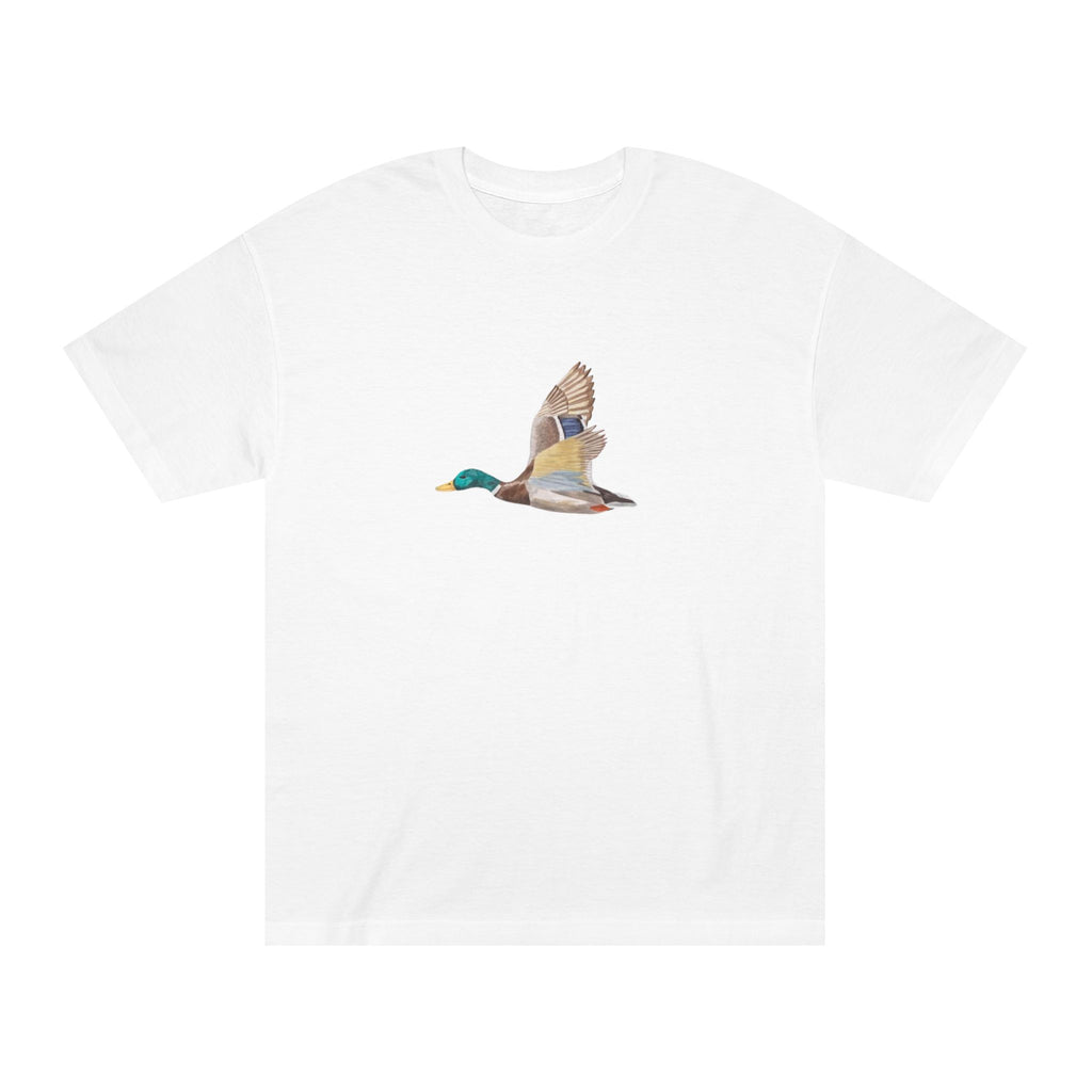 Mallard Duck Flight T-Shirt — Minimal Nature Tee for Birdwatchers & Outdoors
