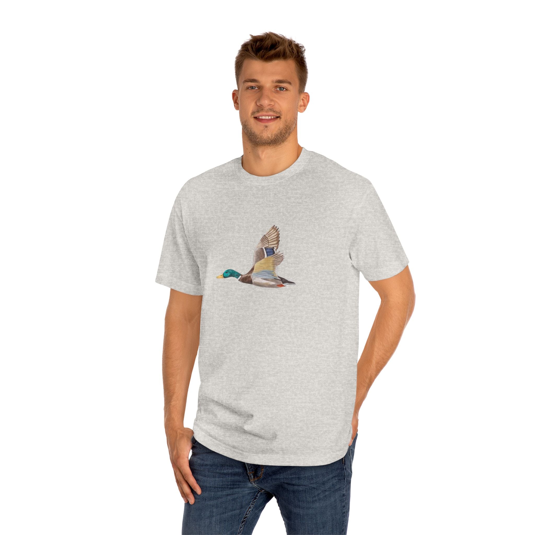 Mallard Duck Flight T-Shirt — Minimal Nature Tee for Birdwatchers & Outdoors