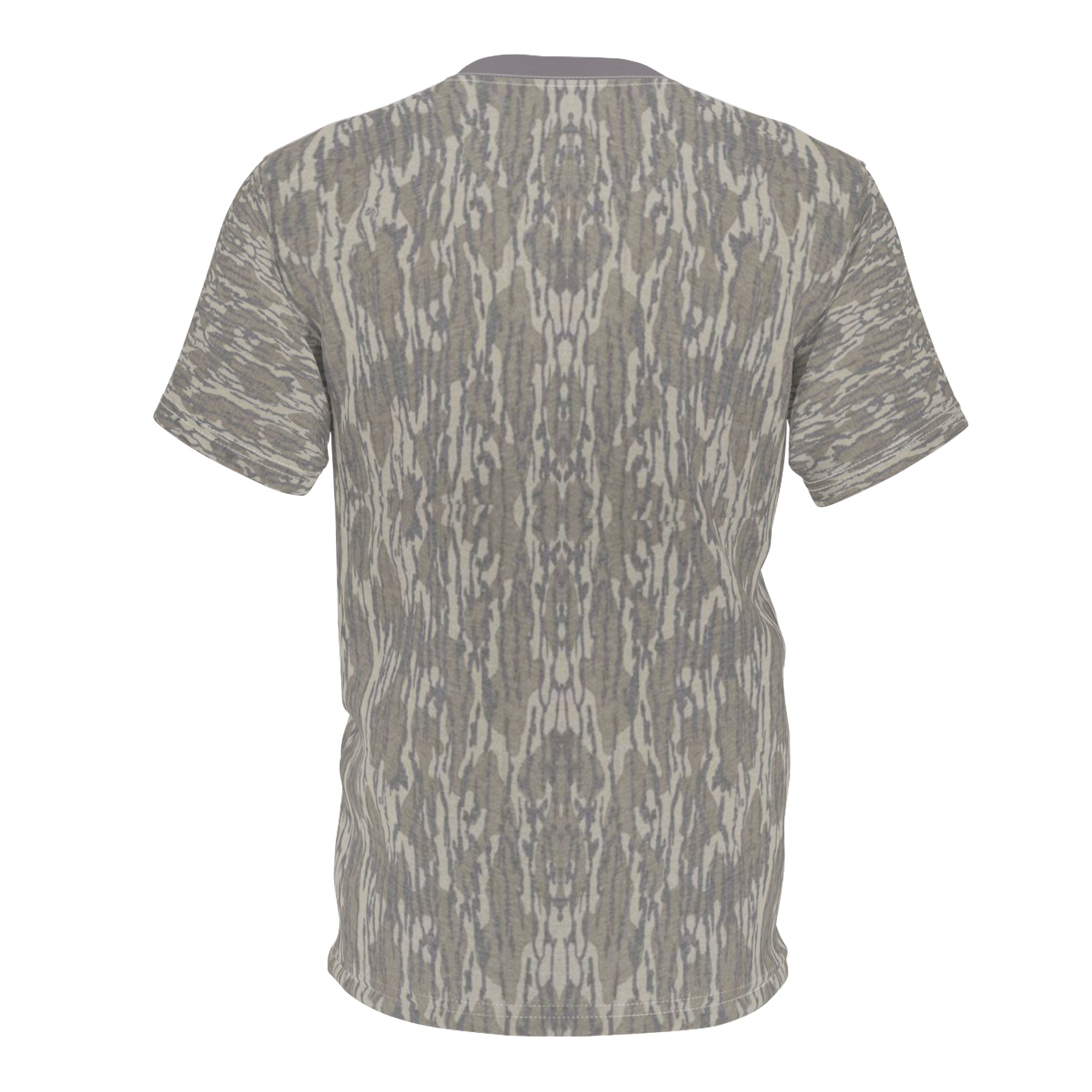 Gray Woodgrain Pattern Tee — All-Over Print Casual T-Shirt