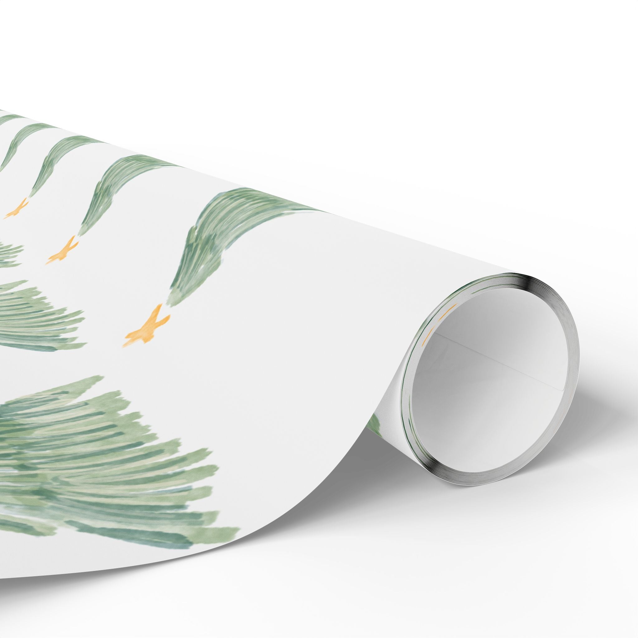 Christmas Tree Wrapping Paper Roll — Minimal Green Pine Pattern Holiday Gift Wrap