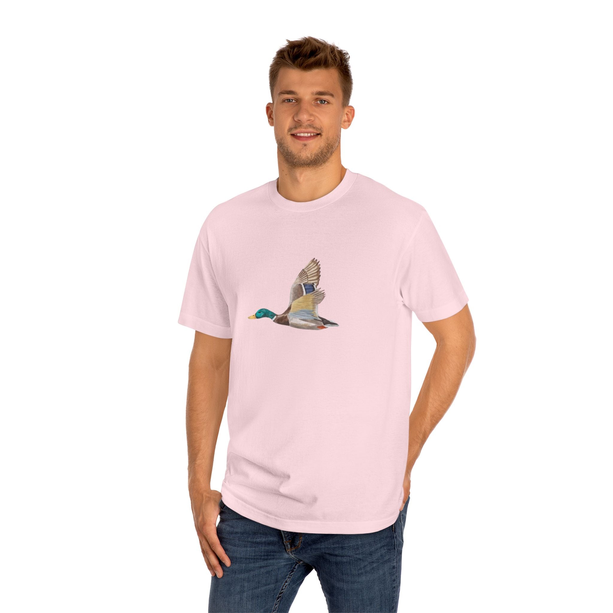Mallard Duck Flight T-Shirt — Minimal Nature Tee for Birdwatchers & Outdoors