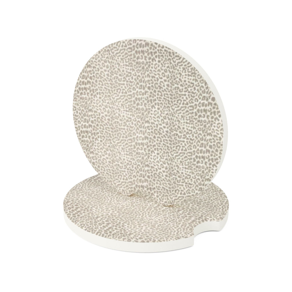 Soapstone Leopard Print Car Coaster — Neutral Animal Print Cup Holder Insert