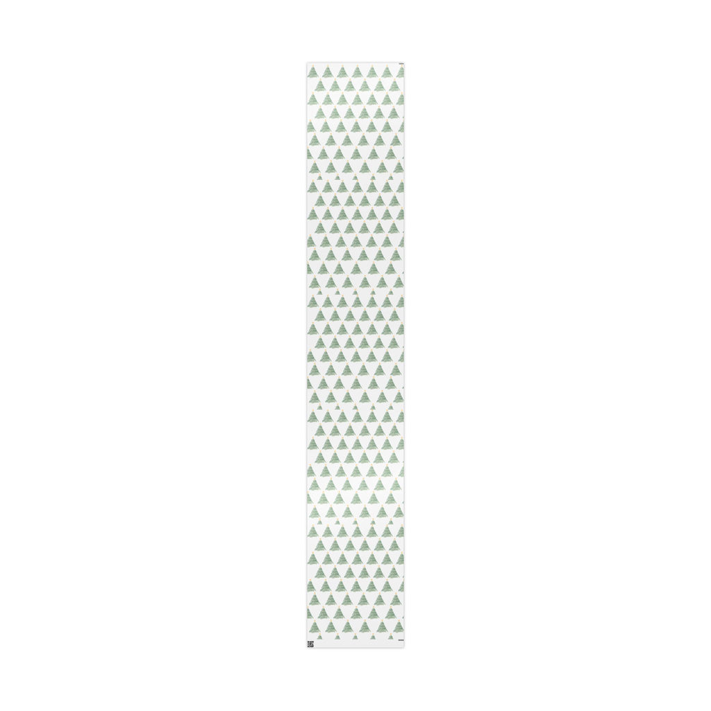 Christmas Tree Wrapping Paper Roll — Minimal Green Pine Pattern Holiday Gift Wrap