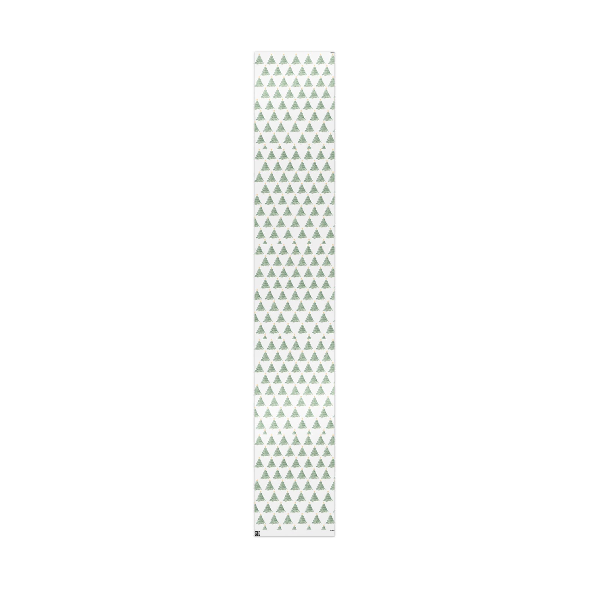 Christmas Tree Wrapping Paper Roll — Minimal Green Pine Pattern Holiday Gift Wrap