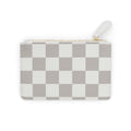 Checkerboard Mini Clutch — Neutral Gray Plaid Coin Wallet