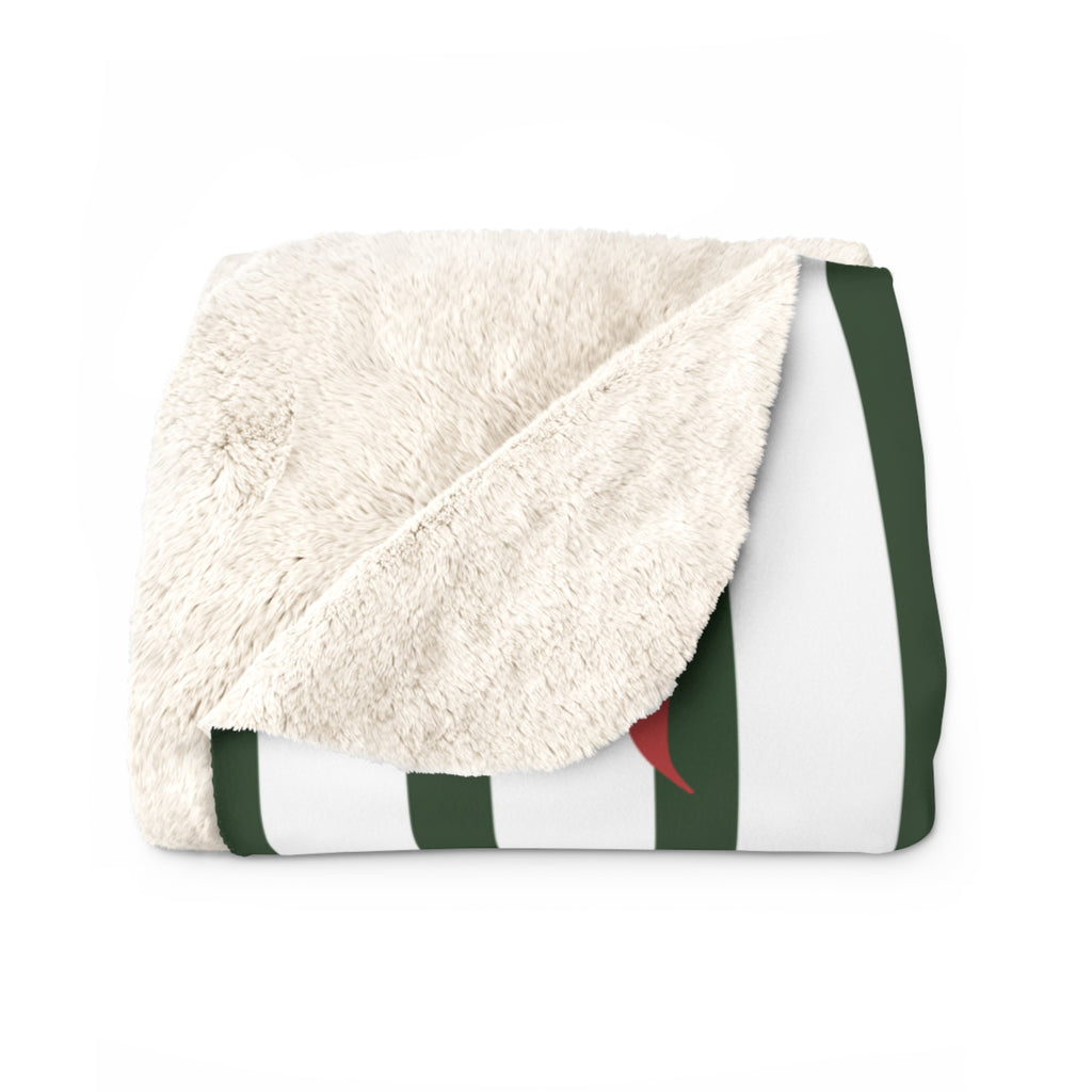 Christmas Bow Stripe Sherpa Blanket — Cozy Holiday Throw