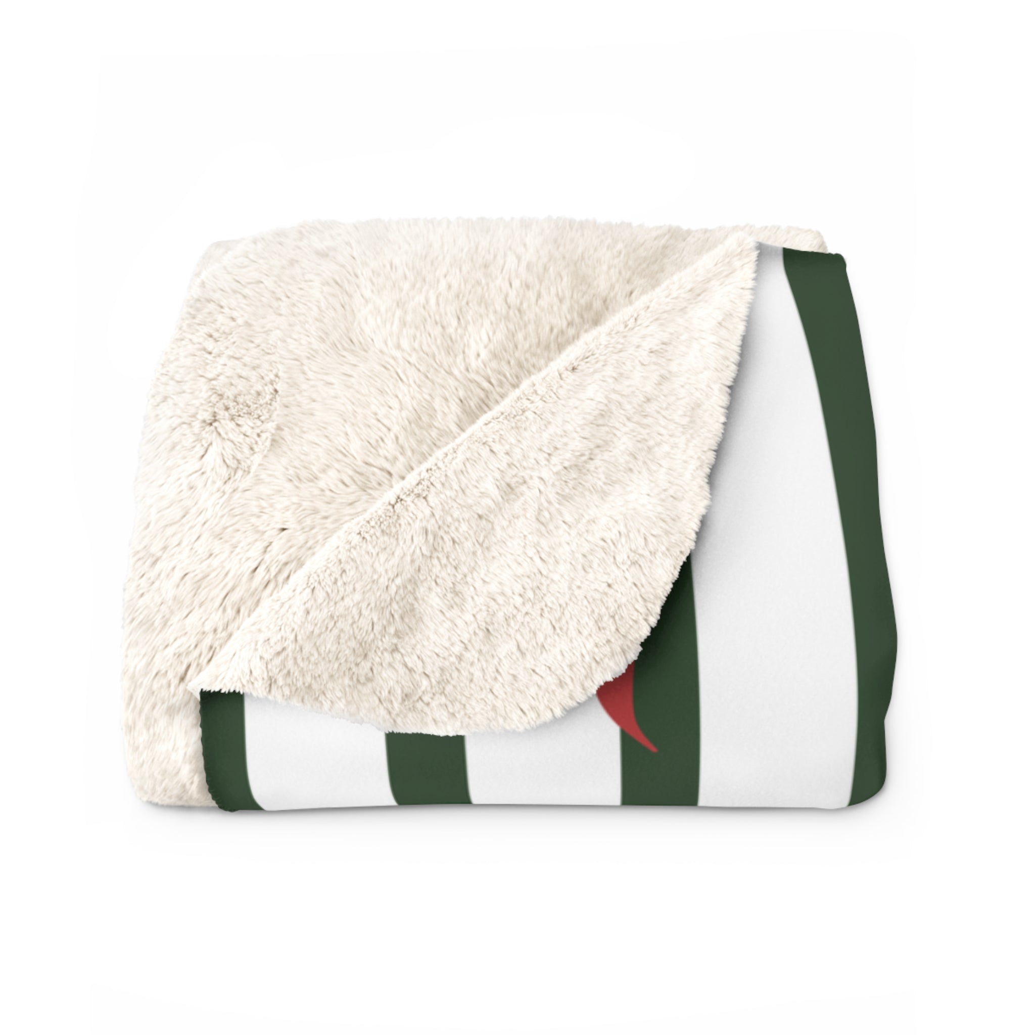 Christmas Bow Stripe Sherpa Blanket — Cozy Holiday Throw