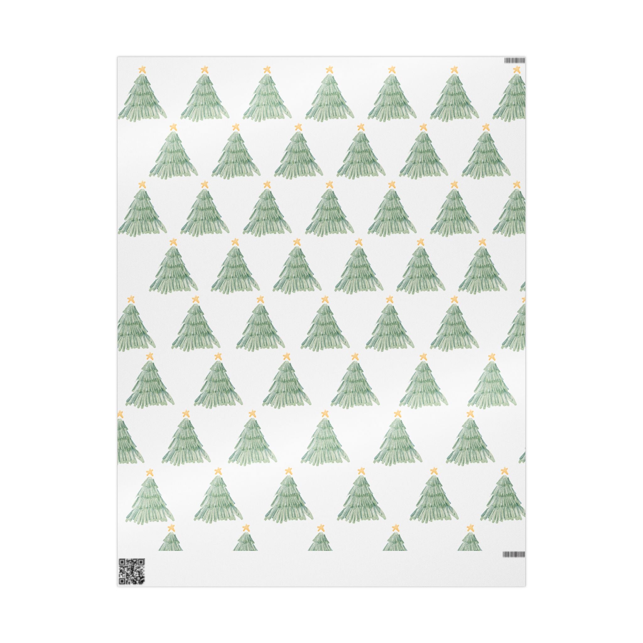 Christmas Tree Wrapping Paper Roll — Minimal Green Pine Pattern Holiday Gift Wrap
