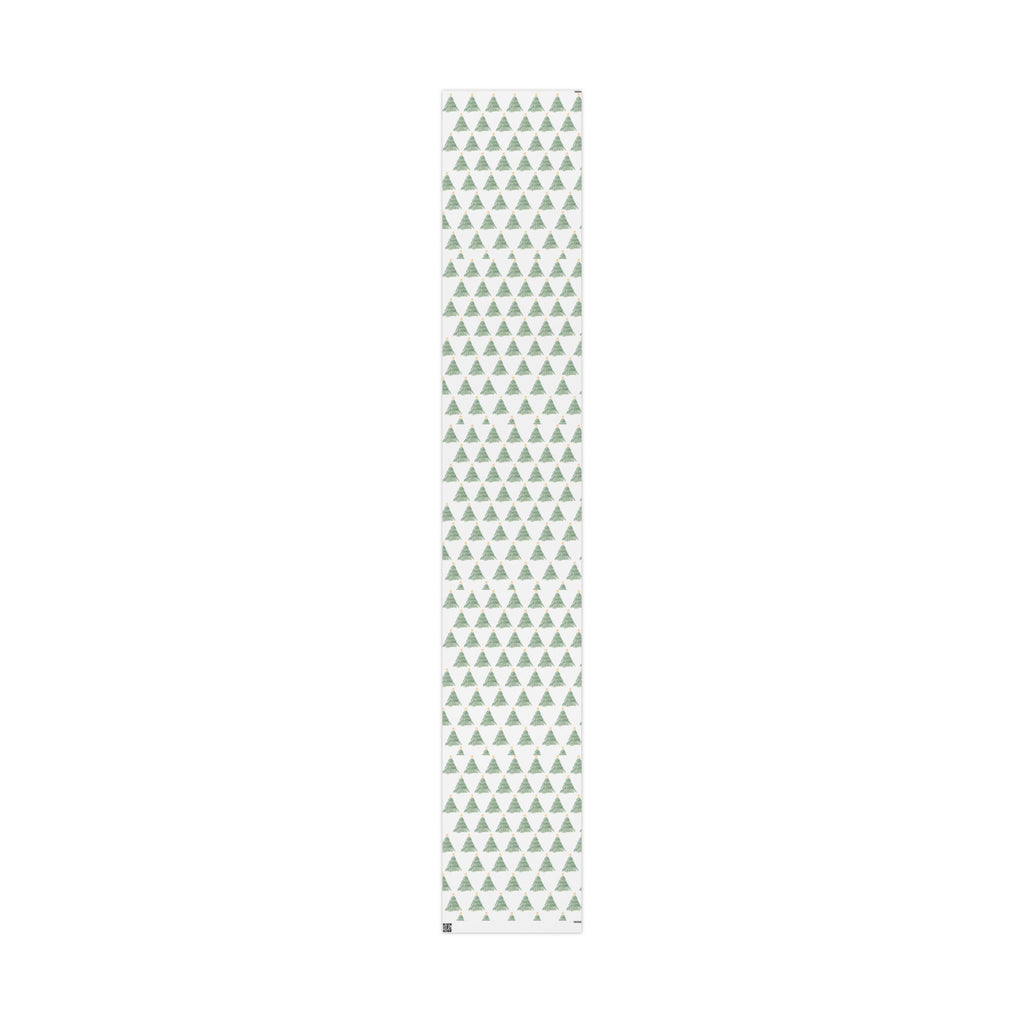 Christmas Tree Wrapping Paper Roll — Minimal Green Pine Pattern Holiday Gift Wrap