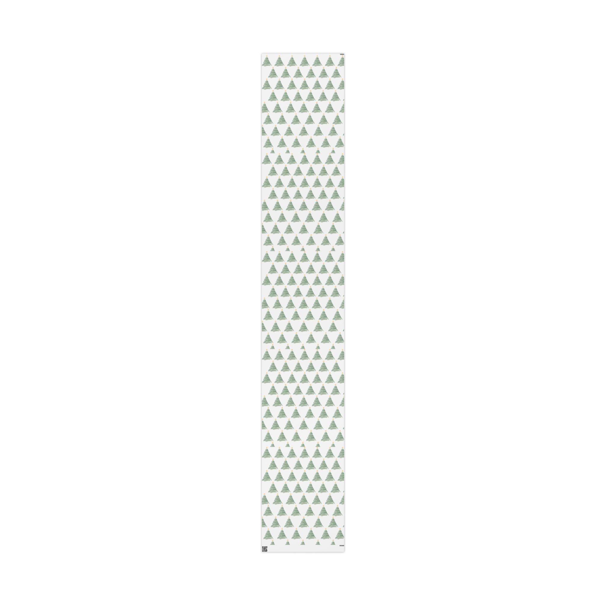Christmas Tree Wrapping Paper Roll — Minimal Green Pine Pattern Holiday Gift Wrap