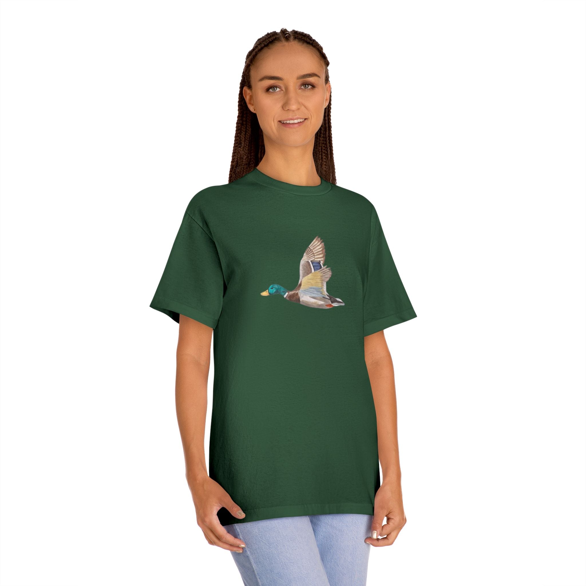 Mallard Duck Flight T-Shirt — Minimal Nature Tee for Birdwatchers & Outdoors
