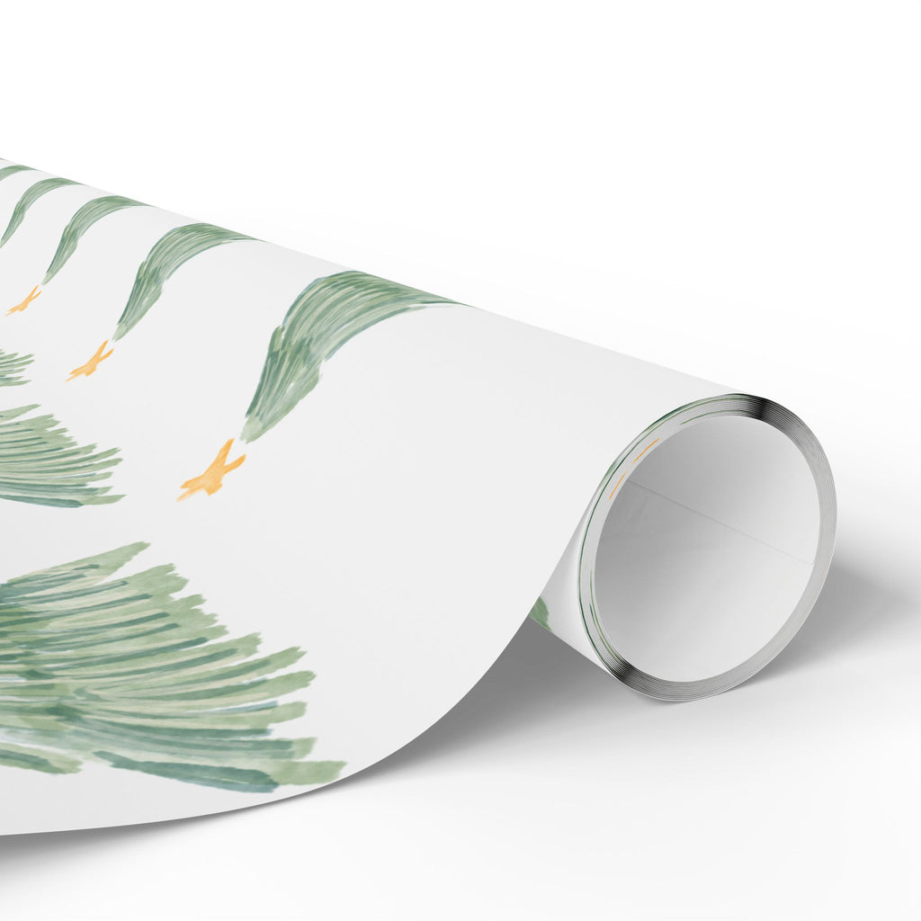 Christmas Tree Wrapping Paper Roll — Minimal Green Pine Pattern Holiday Gift Wrap